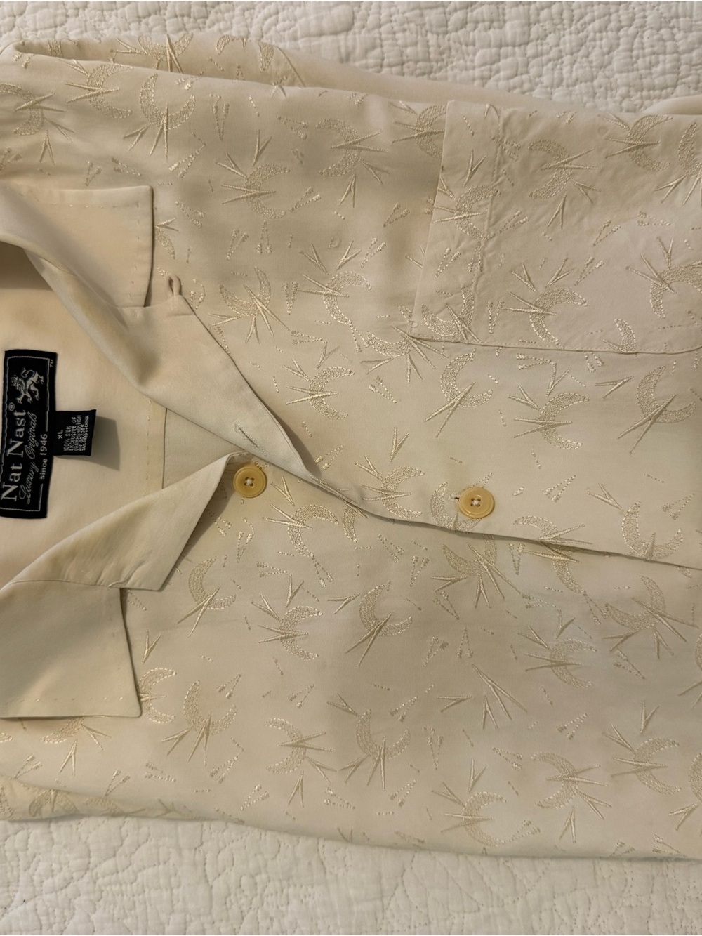 Nat Nast Cream Shirt with Gold Emroidered Motif